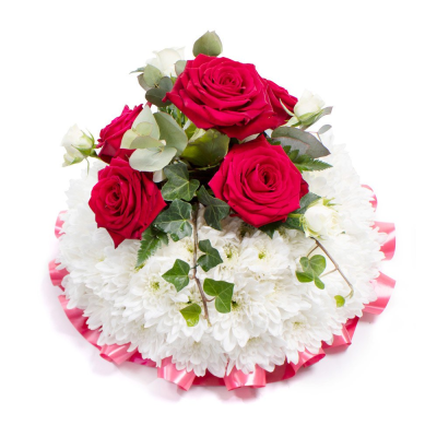 Posy Based - A beautiful based posy in white Chrysanthemums with complimentary spray of flowers in a colour of your choice. Edged with ribbon. 

Please note images are examples only, flowers used may vary due to seasonal availability.

This item requires 3 days notice to order.