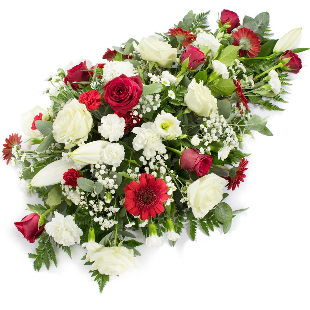 Red & White Single Ended Funeral Spray