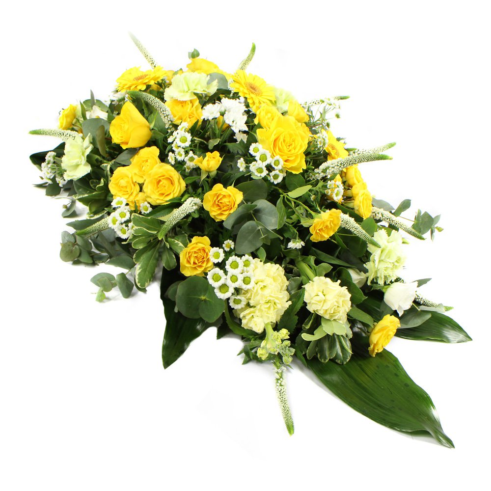 Yellow & White Single Ended Funeral Spray