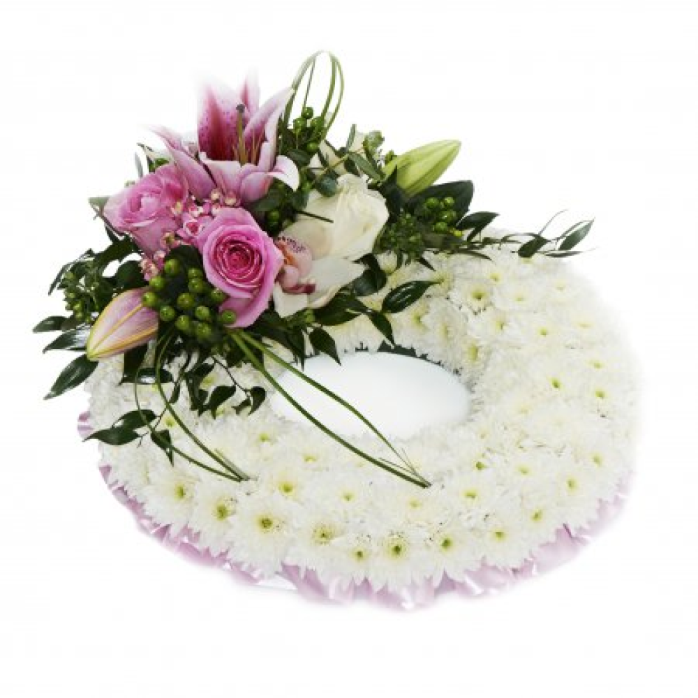 Pink Wreath Based with Spray